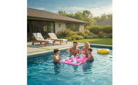 Interactive Inflatable Flamingo Toss Game Screen-Unplugged Pool Buoyant Mat with Toss Game Lightweight Toss and Toe Toe Pool Buoyant Mat Outdoor for Children, Adults