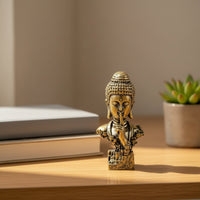 Antique Brass Buddha Bust Statue Shushing Buddha Bust Meditative Sculpture Miniature for Collectors, Art Lovers, Desk, Shelf, Tea Corner