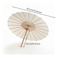 Traditional Paper Umbrella with Bamboo Frame White Blank Paper Umbrella Customizable Bamboo Sun Shade Unpainted for Artists