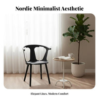 Curved Backrest Dining Chair All-Wood Wood Construction Armchair Nordic Design Wabi-Sabi Aesthetic for Homeowners, Study Room