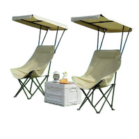 Outdoor Folding High-Back Moon Chair with Canopy, Portable for Fishing, Camping, Beach