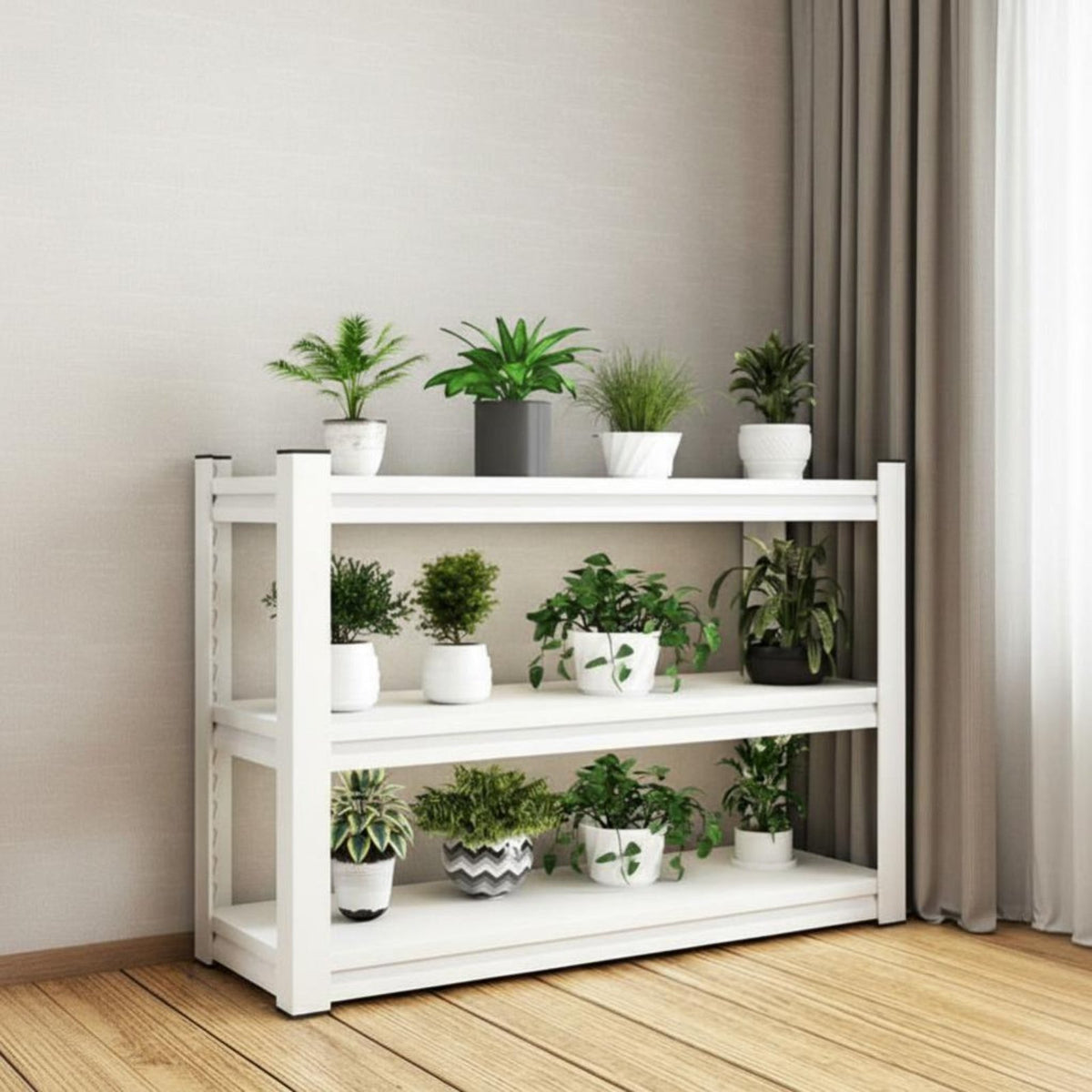 Space-Saving Multi-Tier Adjustable Shelf High Capacity Multi-Tier Freestanding Rack Customizable Design Plant Stand Sturdy Frame for Gardeners, Apartment Dwellers, Homeowners, Balcony, Living Room, Kitchen, Garden
