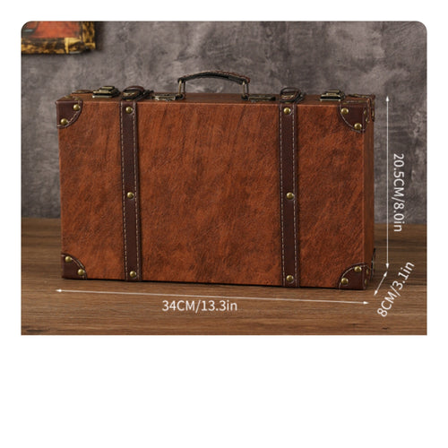 Suitcase-Shaped Storage Box Leather-Like Vintage Suitcase Box Textured Finish