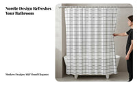 Grid Pattern Bath Curtain Punchtool-Less Installation for Bathtub, Renters