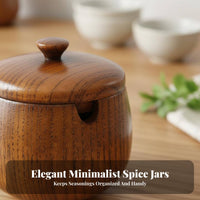 Seasoning Jar Keeps Seasonings Japanese Design Container Easy to Clean Wooden Seasoning Container for Dining Table