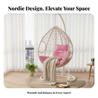 Freestanding Ovoid Chair Wickerdesign Weave Freestanding Enclosed Lounger Plush Paddinging All-Weather for Balcony, Garden
