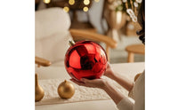 Glossy Christmas Ornament with Gold Cap Reflective Christmas Ornament Round Hanging Baubles Decorative for Holiday Display