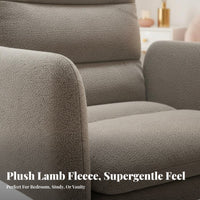 Upholstered Rolling Armchair 360° Swivel Vanity Stool Sturdy Base for Study Room