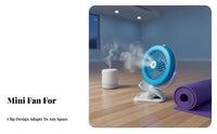 Quiet Operation Attach-on Misting Fan Adjustable Speeds Portable Misting Fan 360-Degree Rotation for Travelers, Bedside, Camping, Stroller