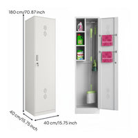 Mop and Broom Storage Cabinet Stainless Steel Cleaning Cabinet Organizer with Adjustable Shelves and Ventilation Slots Suitable for Laundry Room School Balcony