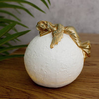 Resting Moon Ornament Soft Glow Moon Figurine Lamp Hand-Painted Look Decorative Lighting for Desk, Nightstand