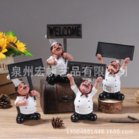 Modern Chinese Style Resin Chef Figurine Set for Kitchen Decor