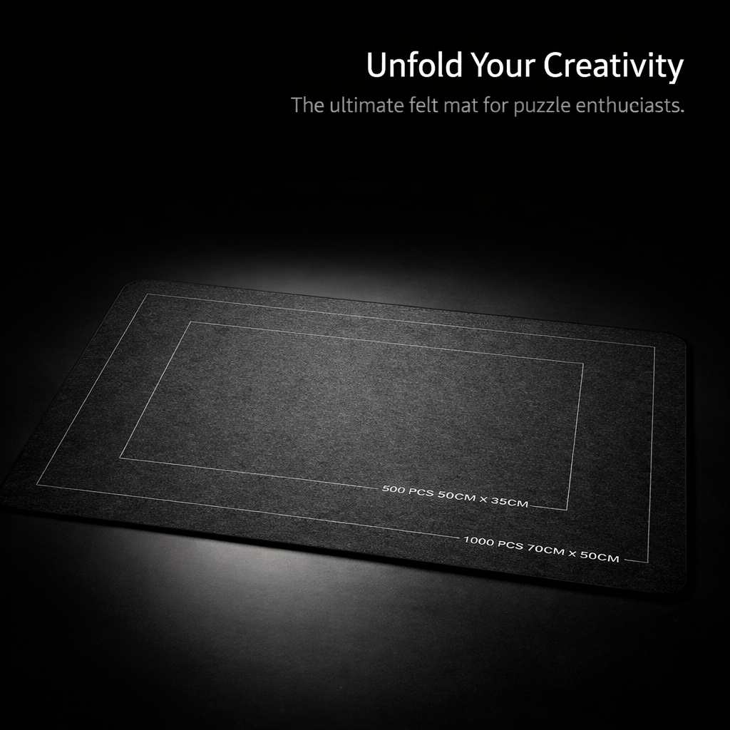 Space Saving Storage Puzzle Mat with Thick Felt Material for Adults, Portable Roll Design for Game Room and Home, Drawstring Closure
