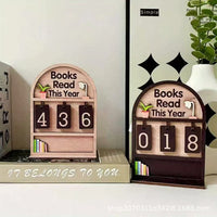 Wooden Book Counter Desktop Ornament for Reading Statistics