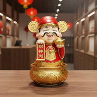 Brings Good Luck Chinese God of Wealth Statue Great Gift Idea Cai Shen Figurine Attracts Positive Energy for New Homeowners, Shop, Entryway