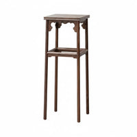 Solid Wood Construction Tall Wooden Flower Stand Chinese Design Design Unrestricted Standing Pot Riser Floor-Standing Plant Holder Minimalist Aesthetic for Homeowners, Interior Decorators, Living Room, Balcony, Tea House, Hotel Lobby