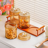 3 Pieces Airtight Storage Jar Food Safe Geometric Pattern Jar Environmentally