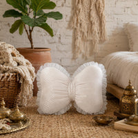 Decorative Butterfly Pillow Dotted Textile Home Decor Ruffled Edges for Bedroom