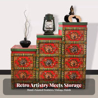 Two-Door Painted Chest Chinese design Storage Cabinet Multifunctional Distressed Finish for homeowners, Living Room