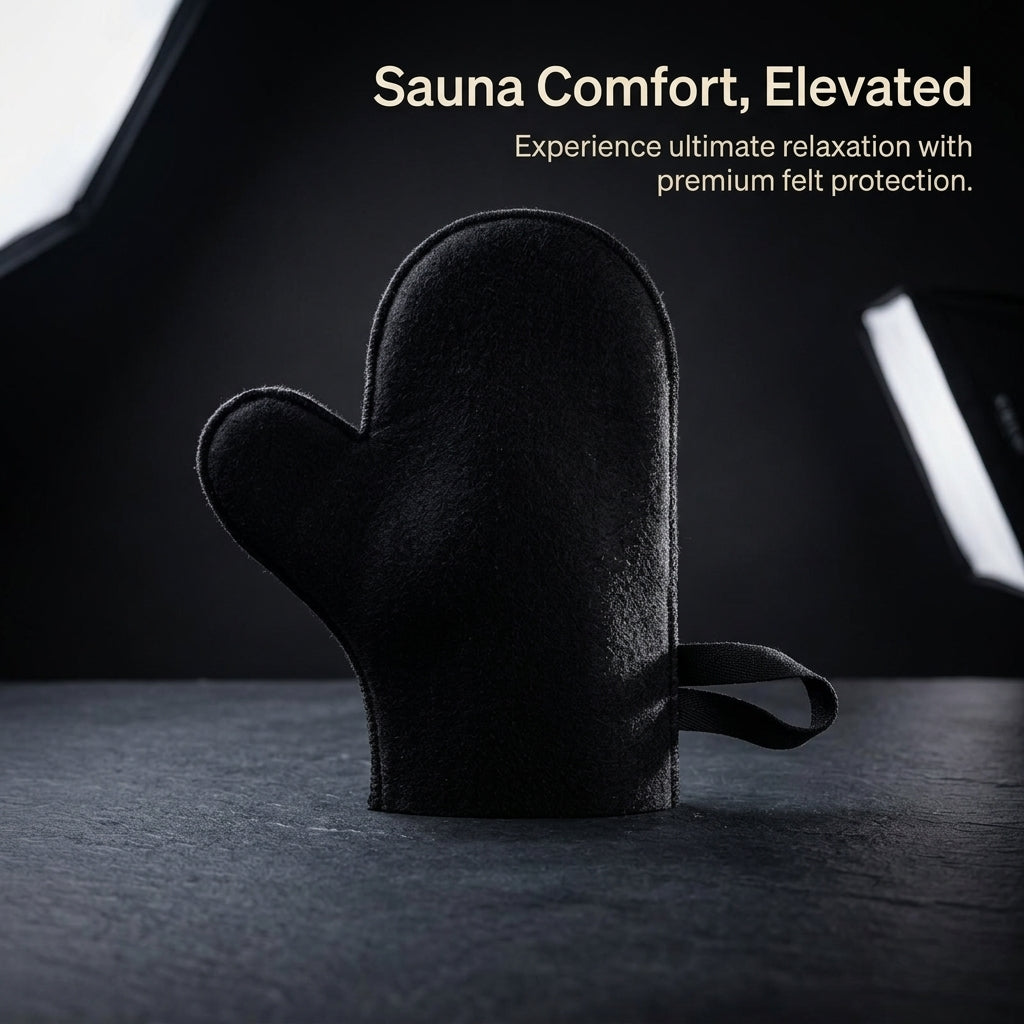 Sauna 3-Piece Set with Glove and Seat Cushion for Men and Women, Wool Felt Accessories for Steam Room, Lightweight Heat Protection