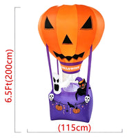 1.8m Halloween Inflatable Ghost Sitting on Pumpkin Hot Air Balloon with LED Lights for Outdoor Party Decor (EU Plug)