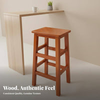 Four-Legged Wooden Stool Space-Saving Unadorned Wooden Seat Easy to Clean