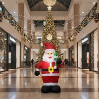 Santa with Candy Cane Upright Inflatable Santa with Candy Cane Yard Decoration Standing Holiday Decor Easy Setup