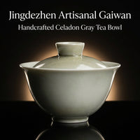 Jingdezhen Gaiwan: Cyan Gray Ceramic Tea Cup