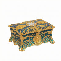 Rectangular Jewelry Box Faceted Jewel Lid Ornate Jewelry Box Curved Feet