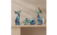 3 Pieces Sculptures with Gold Accents Abstract Cat Statues Artistic for Entryway