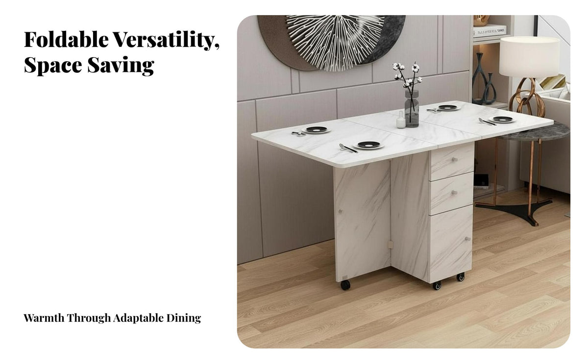 Multifunctional Foldable Dining Table Sturdy and Long-Lasting Folding Dining Table Easy to Clean Rounded Corners for Apartment Dwellers, Small Families, Students, Dorm Room, Home Office