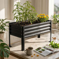 Galvanized Metal Garden Bed Corrugated Metal Raised Garden Bed Black Outdoor Growing Setup