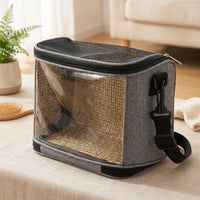 Portable Pet Carrier with Transparent Window and Textile Hamster Carrier, Rectangular Guinea Pig Travel Box, Outdoor Small Animal Bag
