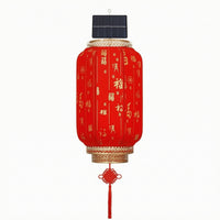 Festive Decorative Lantern with Tassel LED Chinese Lantern Wireless Hanging Light with Solar Panel Automatic for Patio