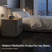 2-Drawer Nightstand Minimalist Design 2-Drawer Leather-Wrapped Side Table