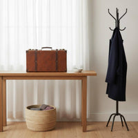 Vintage Leather Suitcase Top Handle Travel Storage Case Front Closure Hardware
