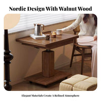 Adjustable Height Rolling Table Movable with casters Household Furniture Space-Saving Foldable surface for Living Room, Bedroom