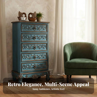 5-Drawer Tall Chest of Drawers North American Country Aesthetic 5-Drawer Tall Chest Retro Design Distressed Finish