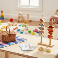 Color & Shape Recognition Wooden Lacing Beads Set Develops Fine Movement Skills Fruit Stringing Toy Hand-Eye Coordination Child-Centered Threading Game Made of Wood for Preschoolers, Toddlers, Kids