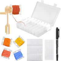 Embroidery Thread Storage Box with 24 Removable Compartments, Hard Plastic Spools and Stickers