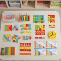 Colorful Design Early Learning Math Toy Set With Storage Case Kids Math Manipulatives Set Abacus and Counting Sticks Kit for Preschoolers, Students, Classroom, Homeschooling
