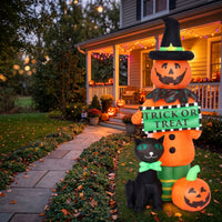 Inflatable Black Cat and Pumpkin Outdoor Inflatable Pumpkin with Cat Festive Yard Decoration Cute for Lawn, Porch