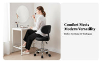 Adjustable Padded Round Stool Thickened padding Height-Adjustable Caster Stool