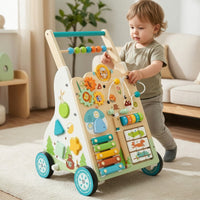Wooden Push Activity Toy Sturdy Wooden Infant Activity Toy with Wheels Interactive Learning Toy for Young Children, Infants, Playroom, Nursery