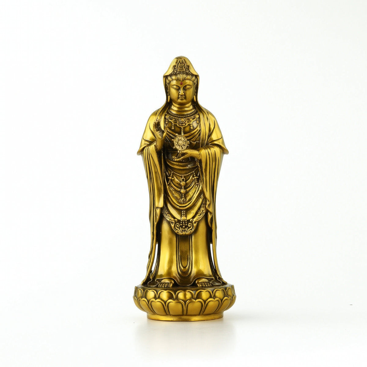 Guanyin Statue with Lotus Pedestal Carved Ornament Buddhist for Buddhists