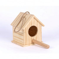 Wooden Birdhouse with Perch Natural Wood Bird Nesting Box Rustic for Yard, Birds