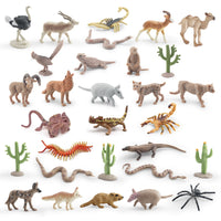 Desert Animal Figures Set with Cactus, Wild Dog, Rattlesnake, Camel, Lizard, Scorpion, Centipede