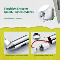 Touchless Automatic Detector Faucet, Wall-Mounted Infrared movement detector, Water-Saving Bathroom Sink Tap