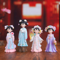 Elegant Resin Figurine Serene Woman Figurine with Robe Graceful Statuette Compact for Collectors