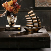 Metal Sailboat Ornament Layered Sails Display Piece Polished Surface for Office